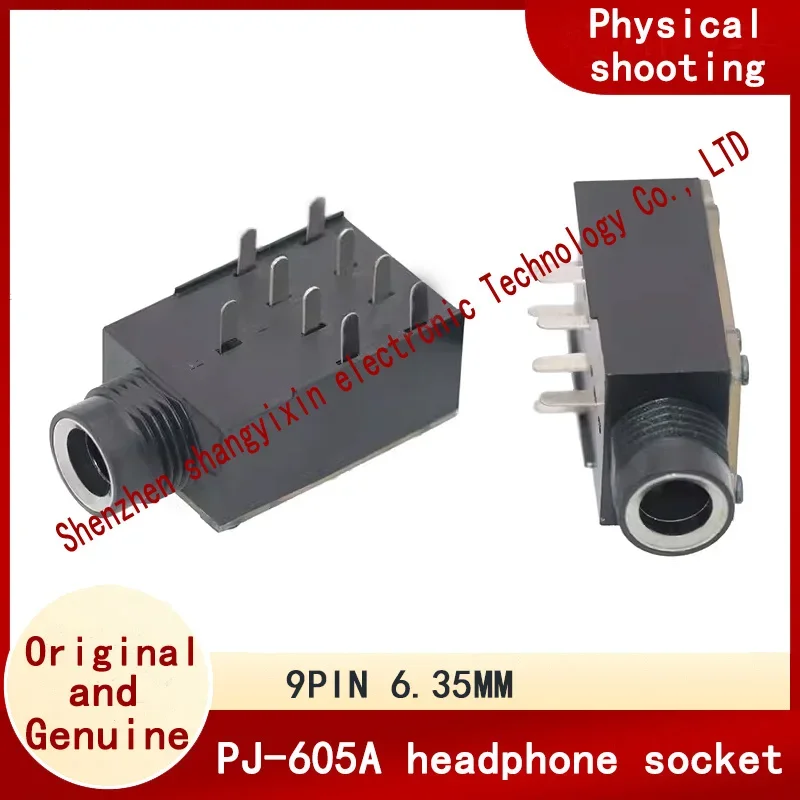 6.35MM socket 6050 Microphone socket 9-pin stereo headphone socket PJ-605A silver plated transparent cover