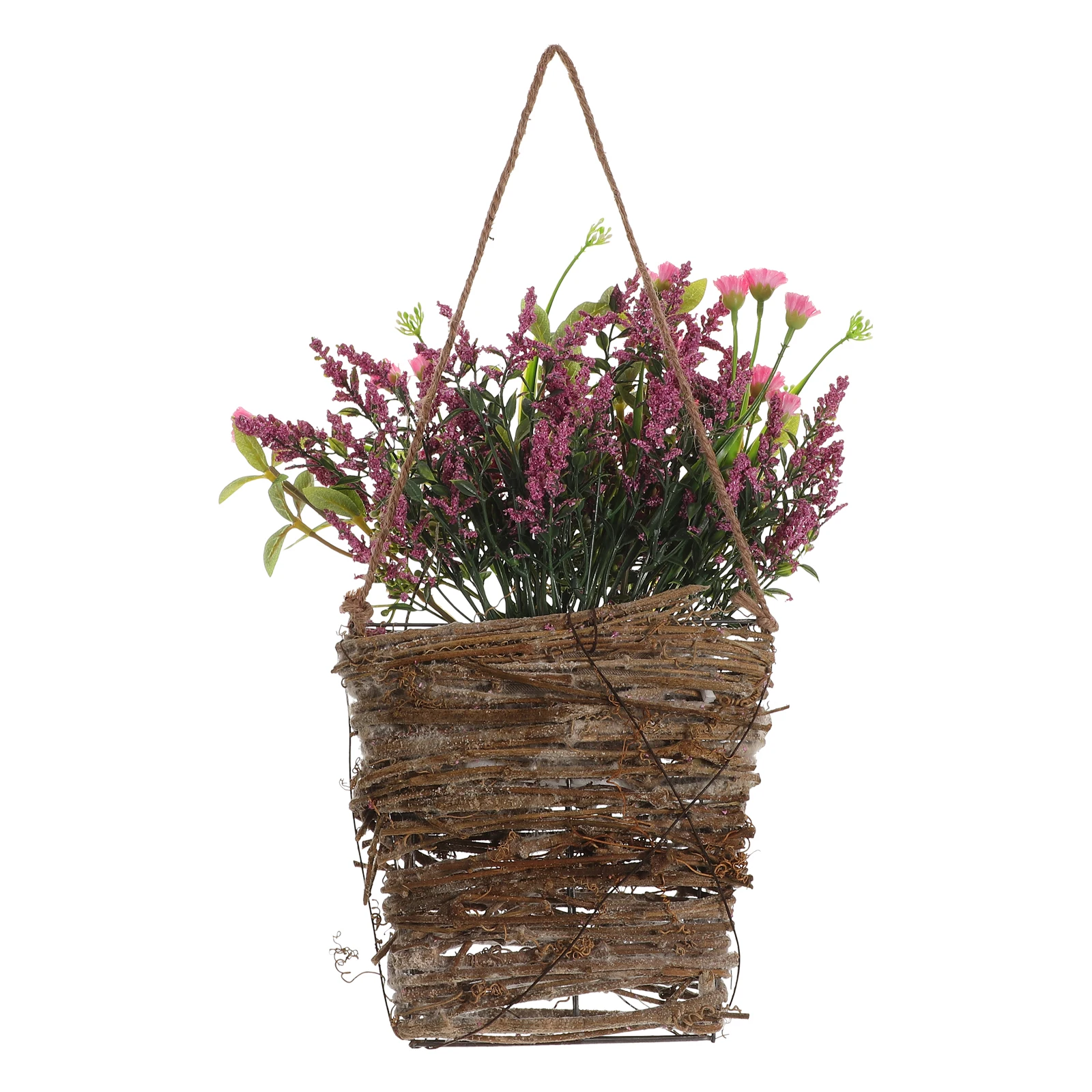 

Artificial Flowers Rattan Basket Home Decor Hanging Simulation Fake Plants Outdoor Flower Baskets Spring Hydrangea Long Lasting