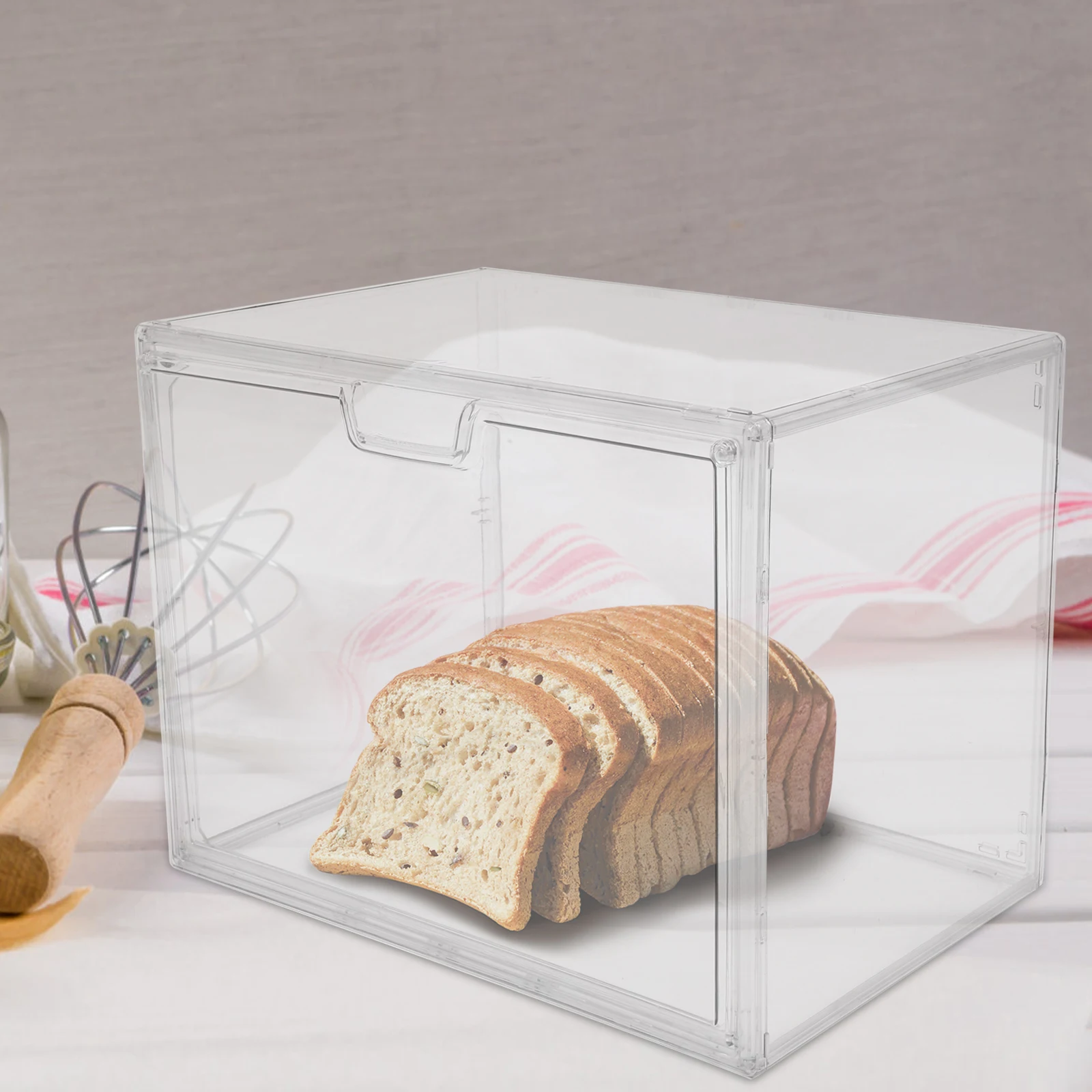 

Transparent Bread Box Acrylic Kitchen Counter Storage Container Holder Shop Bakery Display Lightweight Bread Containers
