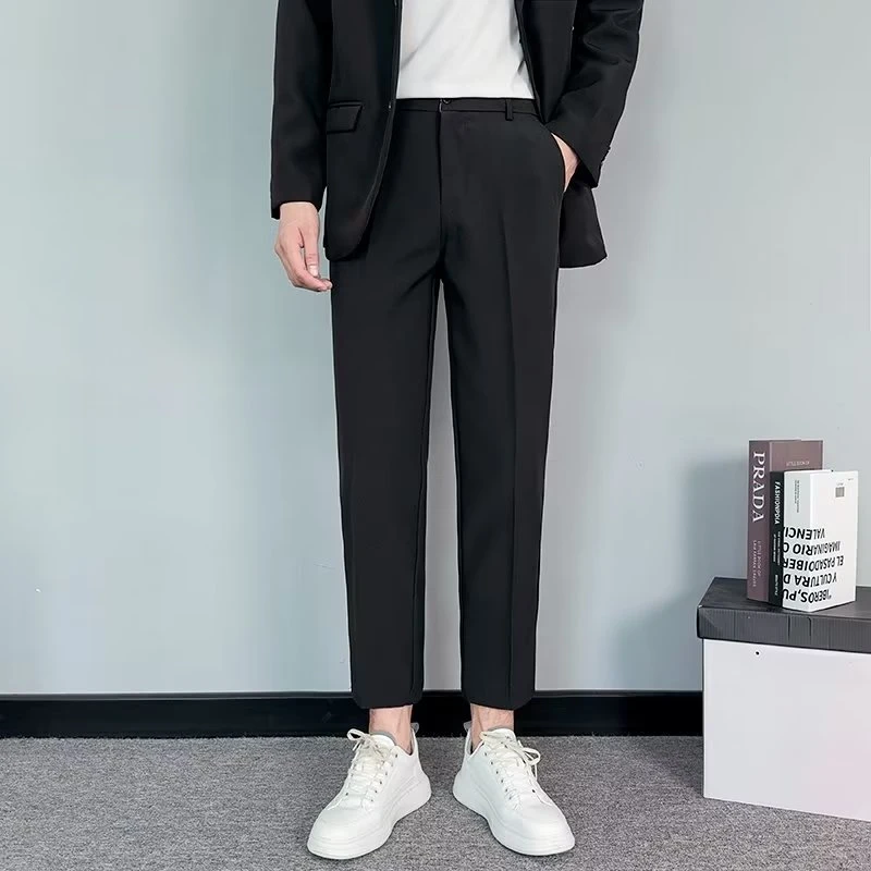 

Summer Thin Casual Men's Khaki Pants Loose Fit Straight Leg Drapey Slimming Nine-Tenths Versatile ket Mid-Waist Faionable