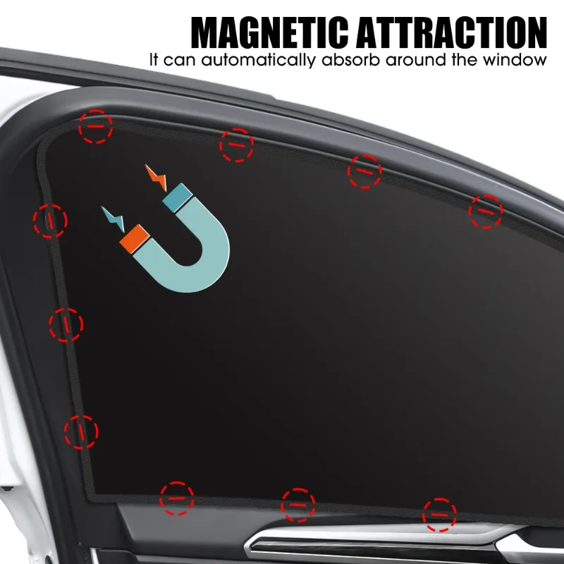 Summer UV Protection Side Rear Window Curtain Black Mesh Sun Shade Cover Auto Car Accessories New Magnetic Car Sunshade Cover - Image 3