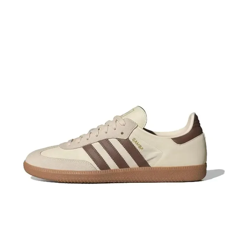 Adidas SAMBA OG Comfortable, Retro Design, Low Cut, Casual, Wear Resistant Board Shoes for Men and Women in Milk White Brown