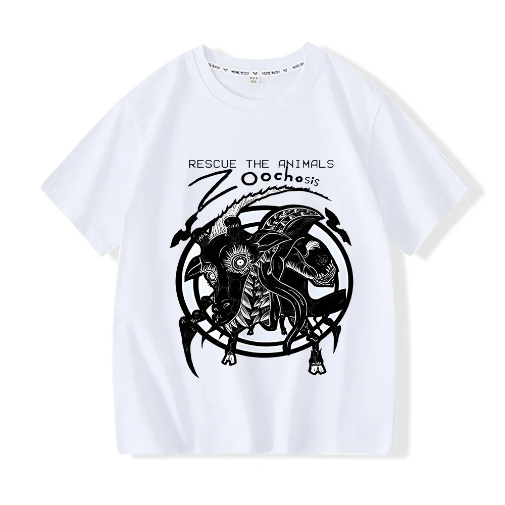 Zoochoides-camiseta infantil de manga curta, casual, com design de animais, gola redonda, streetwear, novo, verão