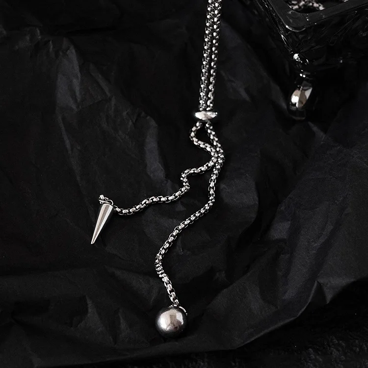 قلادة Lsy للنساء، سلسلة سترة تي شيرت بسيطة، إكسسوار غير يتلاشى، شكل دائري، الأكثر مبيعًا، مجوهرات قابلة للتعديل للرجال، كرة مخروطية منزلقة