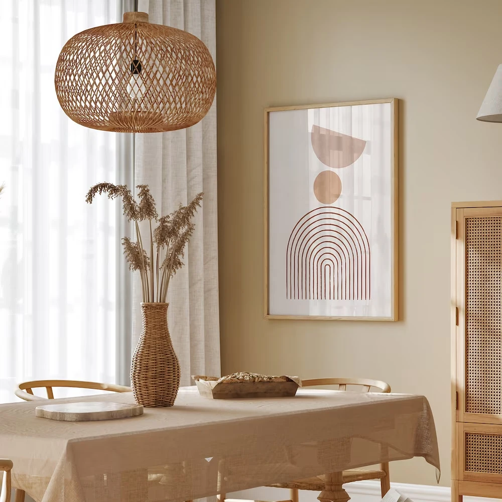 1 قطعة/3 قطعة فرملس البوهيمي مجردة هندسية يطبع الملصقات قماش اللوحة الحديثة البيج الحد الأدنى النبات جدار ديكور فني للمنزل #5