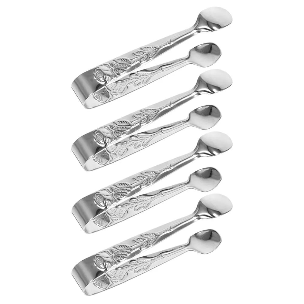 

4pcs Cookie Tong Set Stainless Steel Ice Cube Tongs Bucket Serving Mini Tool Kitchen Gadgets Barbecue Practical Large