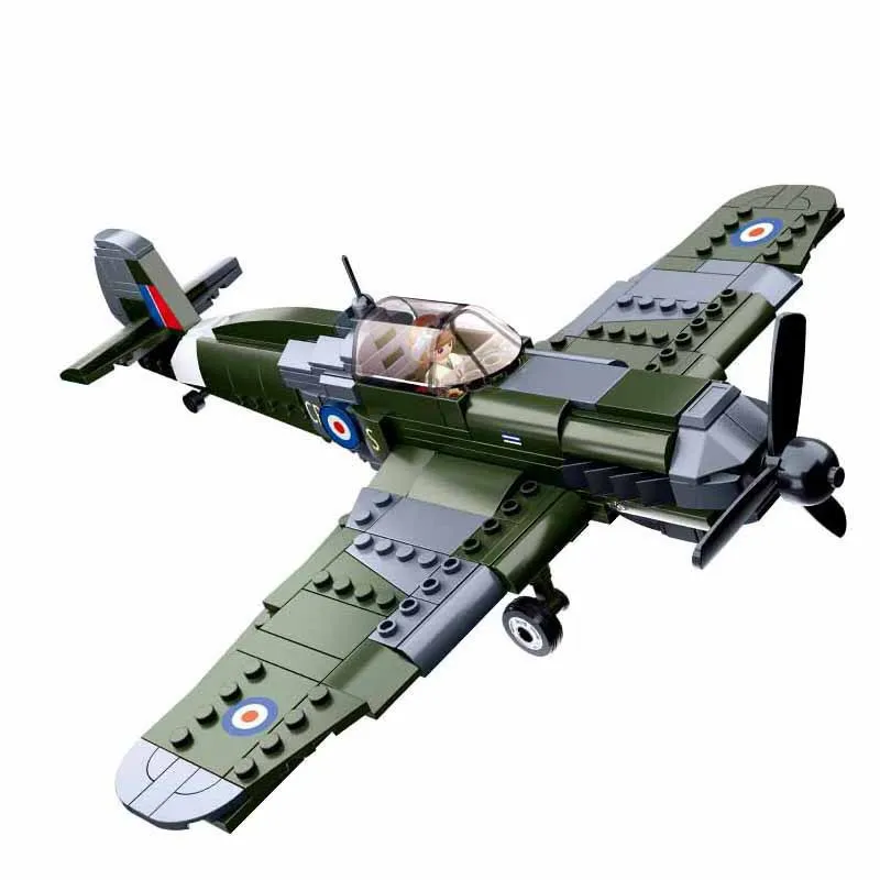 

Sluban World War II Military Aircraft Spitfire Fighter Building Blocks Kids DIY Educational Plane Bricks Toys Gift For Boys