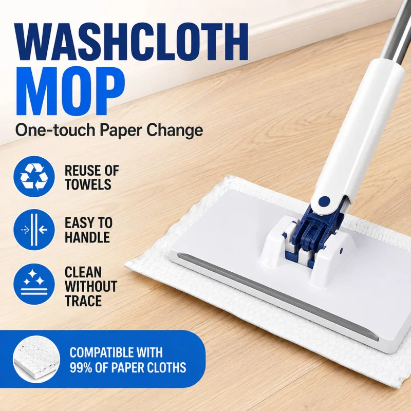 Mini Freihändiger Wischmopp Ohne Handwäsche Wiederverwendbarer Mikrofaser-Mopp Gesichtstuch-Mopp für Badezimmer-Bodenreinigung Haushaltsreinigung