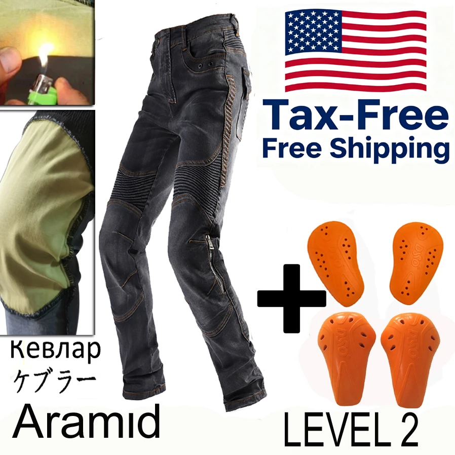 

Aramid Motorcycle Pants CE Certified Protective Cargo Jeans for Men All Season Riding Gear S M L XL 4XL 5XL