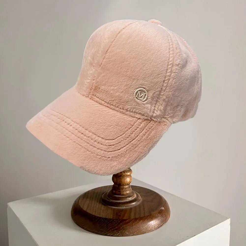 Cool Women Winter Hat Headwear Long Brim Round Letter M Winter Baseball Cap  Peaked Cap Warm image 5
