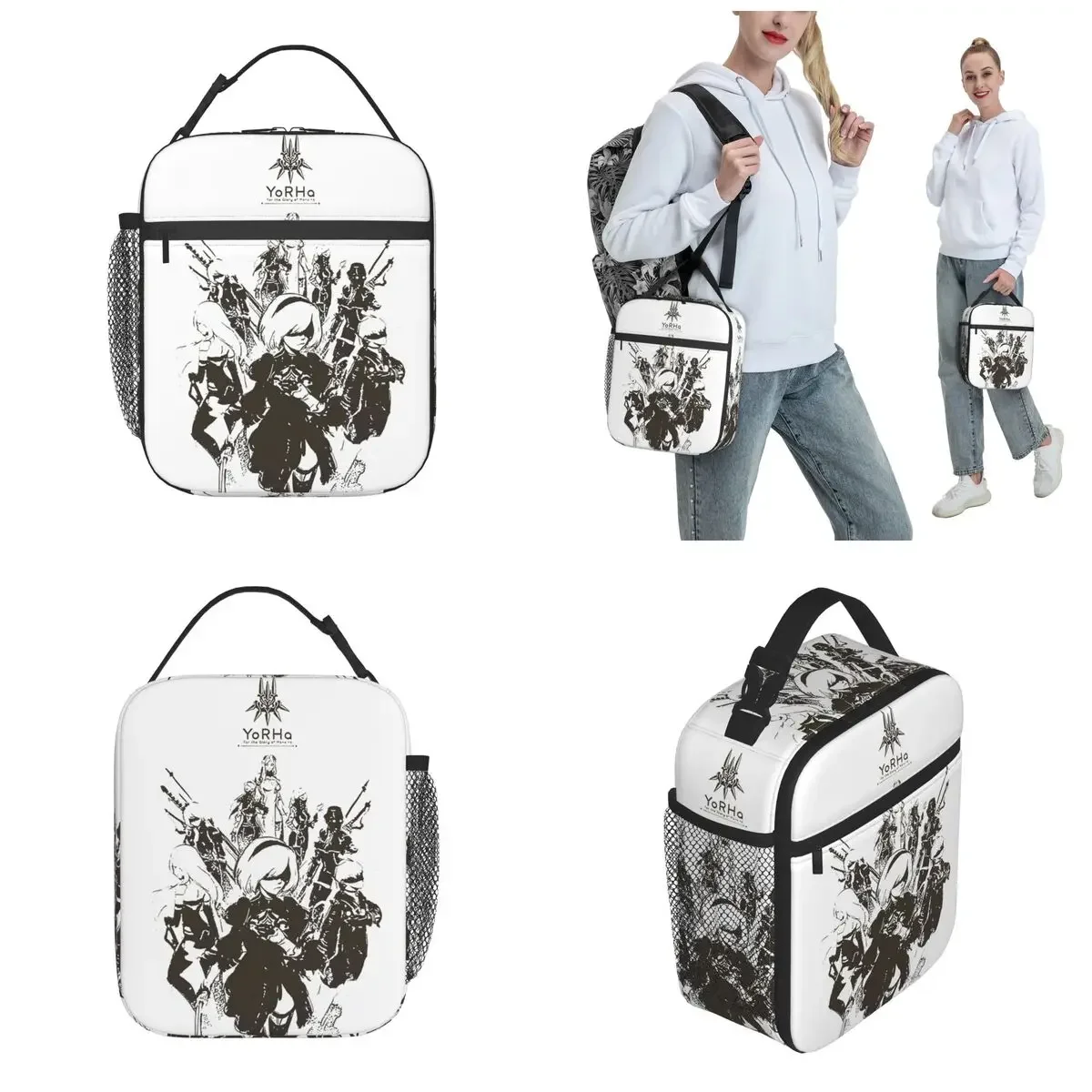 NieR Automata 2B Japan Thermal Insulated Lunch Bags for Work Video Games Portable Bento Box Men Women Thermal Cooler Lunch Box