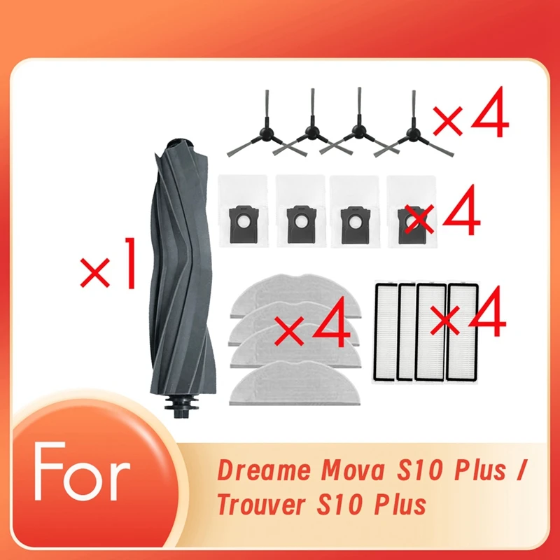 13 Pcs For Dreame Mova S10 Plus / Trouver S10 Plus Sweeping Robot Main Side Brush Mop Filter