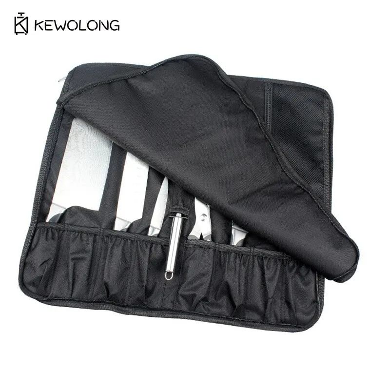 حقيبة سكين مقاومة للماء - حقيبة سكاكين الشيف مقاومة للقطع للطلاب، تخزين أدوات المائدة المحمولة مع مقصورات مبطنة