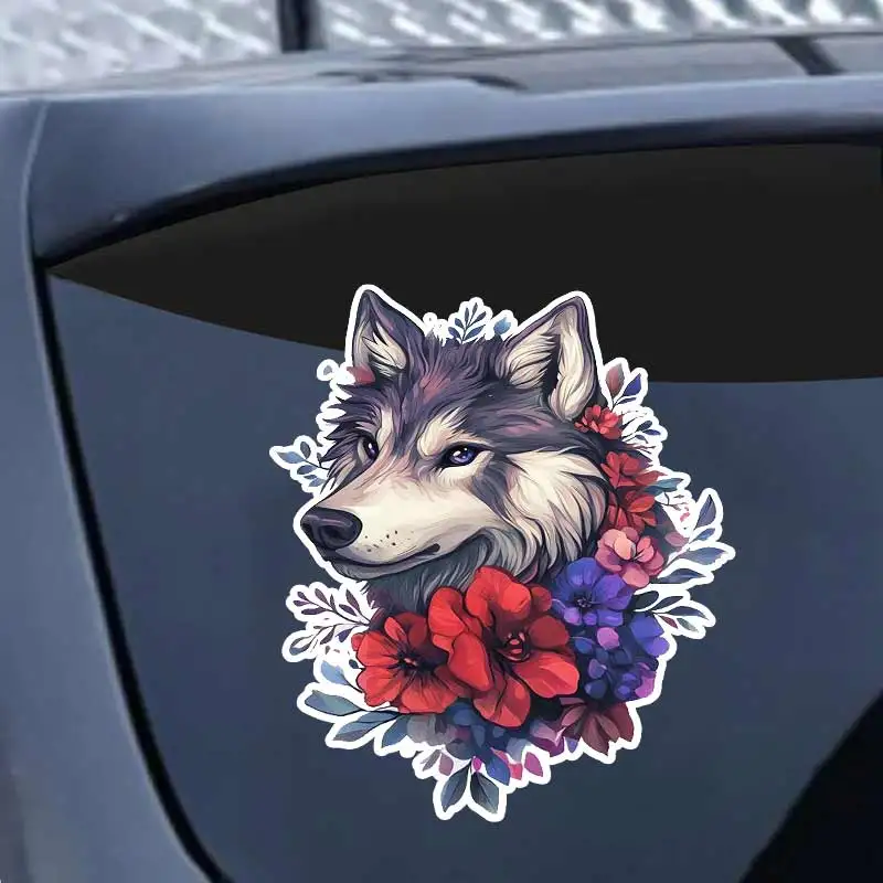 Flower Wolf Car Sticker Decal Vinyl Detachable Waterproof Outdoor Car Bumper Window Notebook Computer Decoration SH1148