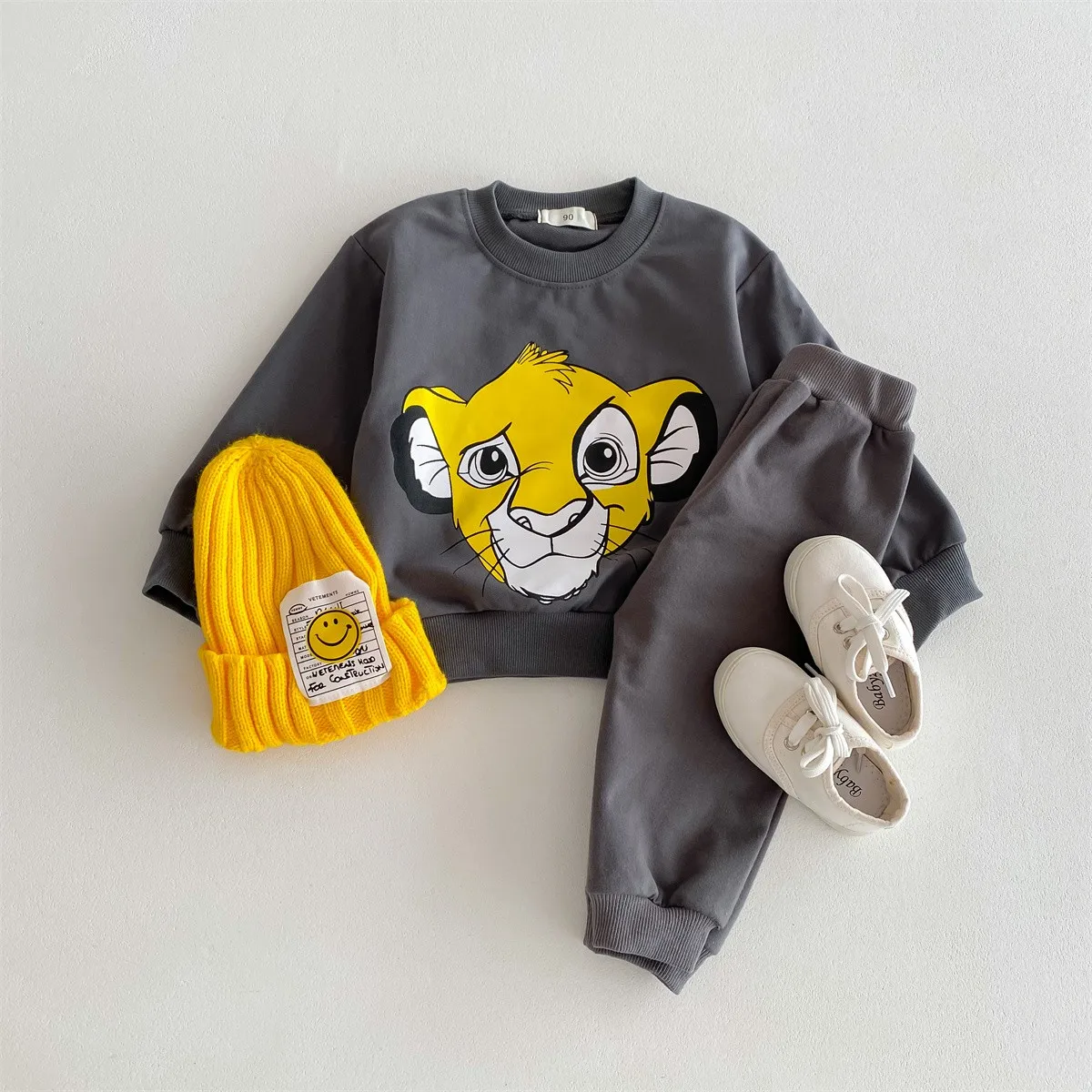 Cartoon Printed Baby Tracksuit Spring Fall Disney Loose Fashion Children Long Sleeve Sweatshirt Sweatpants 2piece Toddler Sets