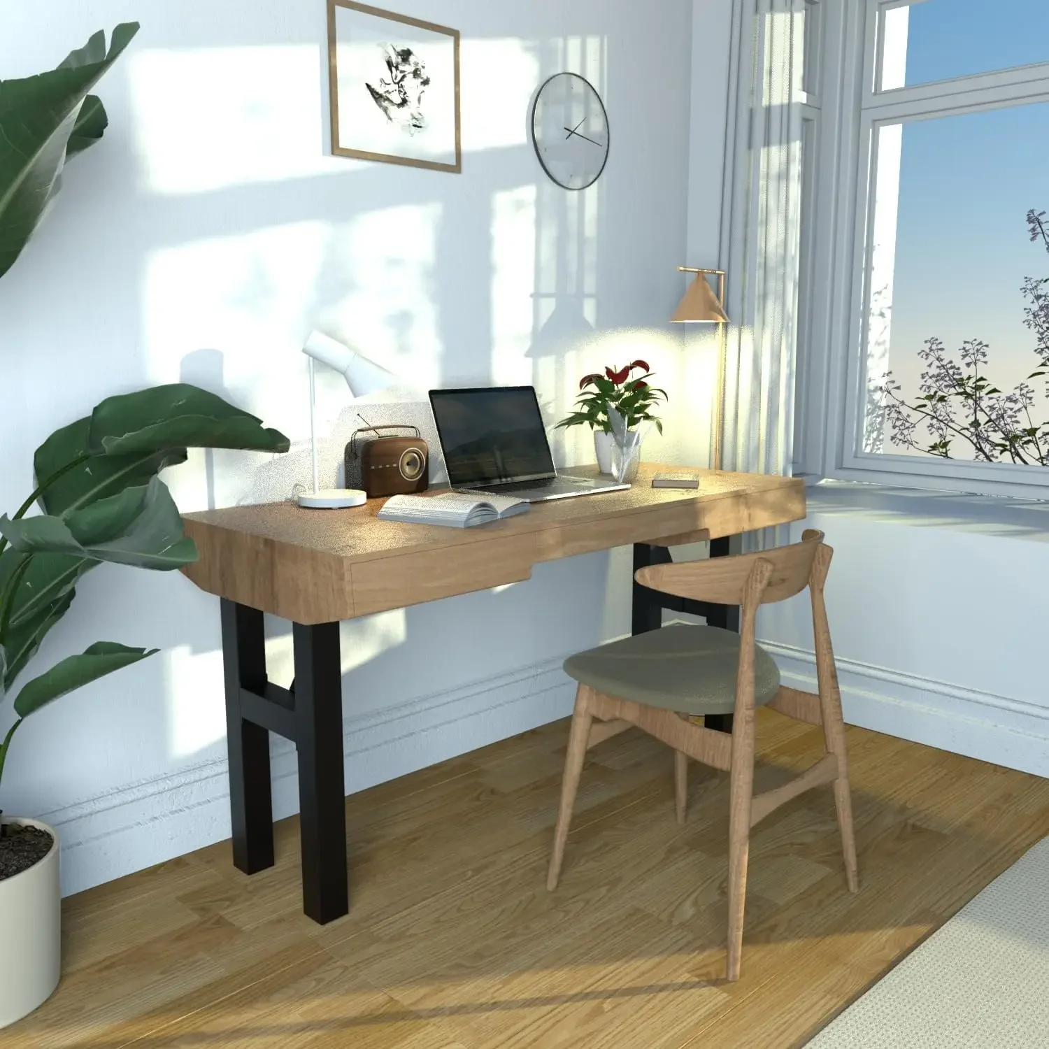 30” Black Table Legs (2PCS) H-Shape with Additiona Bracket Heavy Duty Furniture Table Bench  Mid Century Modern