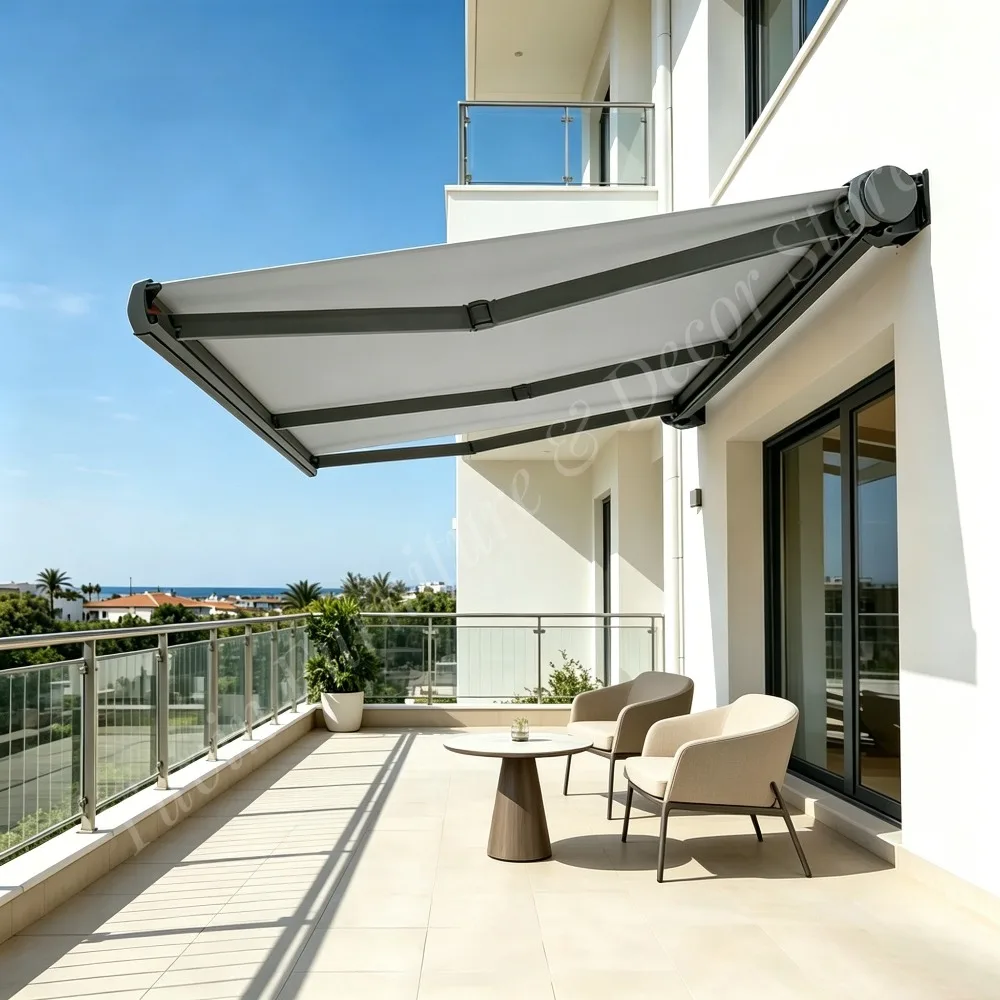 Motorized Remote Control Full Cassette Waterproof Aluminum Sun Shade Shelter Awning for Villa Terrace Patio Balcony