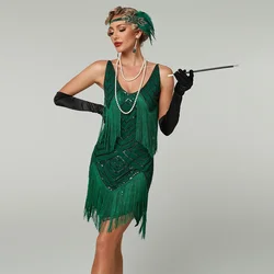 2025 Newest 1920s Flapper Roaring Plus Size 20s Great Lady MIni Short Dress Gatsby Fringed Sequin Beaded Lady Mini Tassels Dress