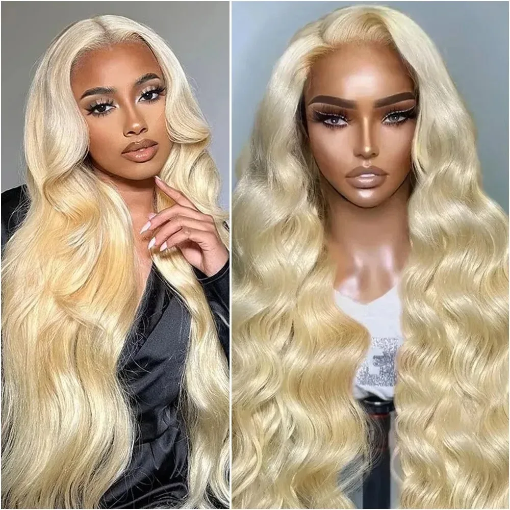 

36 Inch 613 Blonde Body Wave Wig 100% Human Hair 13x6 HD Lace Front Wig With PrePlucked Hairline 200 Density Lace Wigs For Women