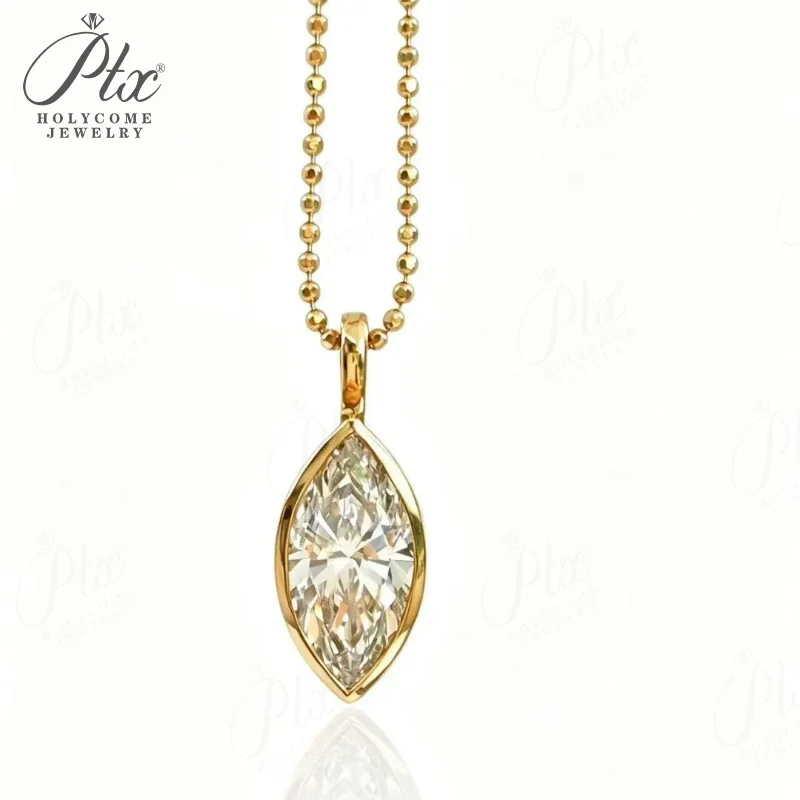 2ct Laborgezüchteter Diamant-Anhänger mit Goldperlenkette, Herzschliff, Echtes 18K Gold, Hochzeits- und Verlobungsanhänger, Einfacher Holycome Schmuck – Detail 7