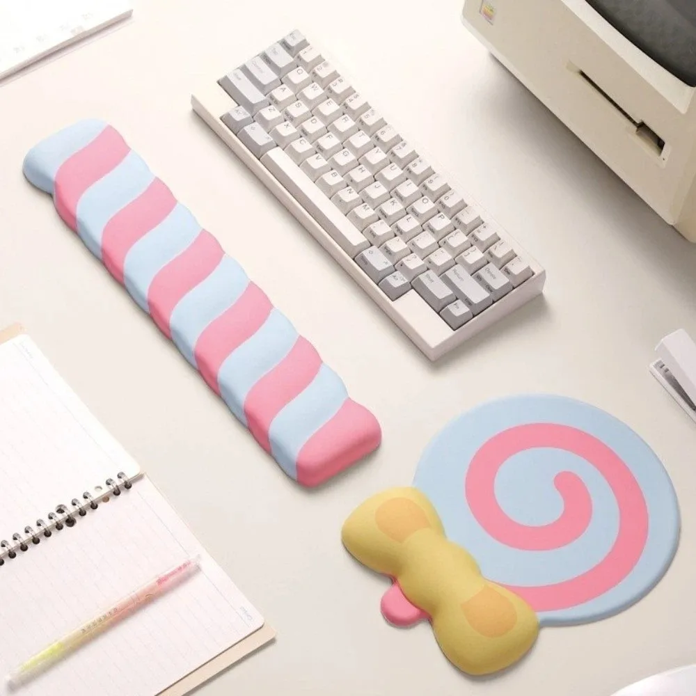 Lollipop Design Silicone Wrist Mouse Pad Large Size Memory Foam Keyboard Rest Non-Slip Desk Mat Wrist Guard Mouse Pad