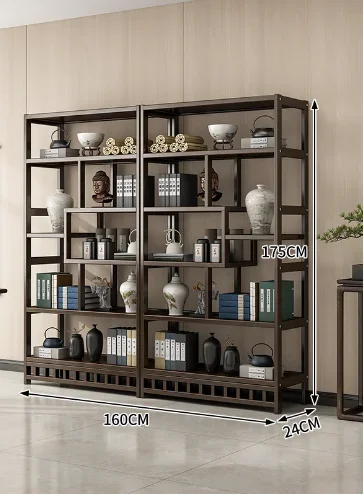 Chinese B&B tea set shelving display cabinet partition receive put shelf floor Walnut Bogu frame BAMBOO