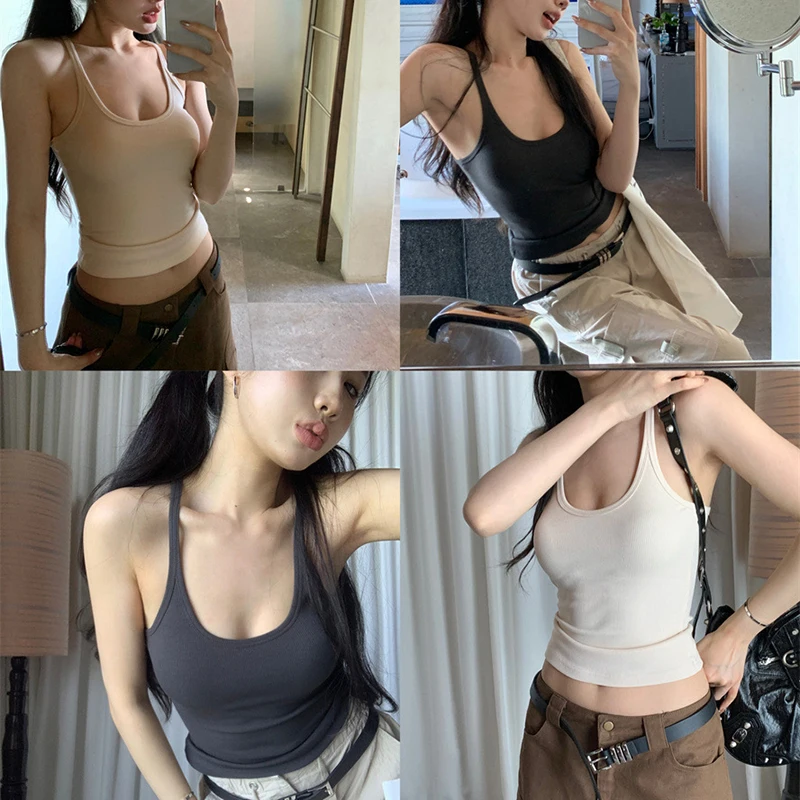 Solid Color Camisole Undershirt Korean Suspenders Slim Clothes Female Short Section