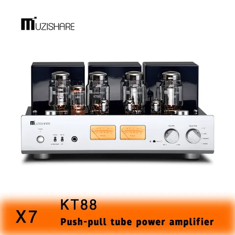 Tube Amp MUZISHARE X7 Dual High-Voltage Tube Rectifier Power Amplifier, with Balanced Input, Phono Input and Pure Power Amp Input