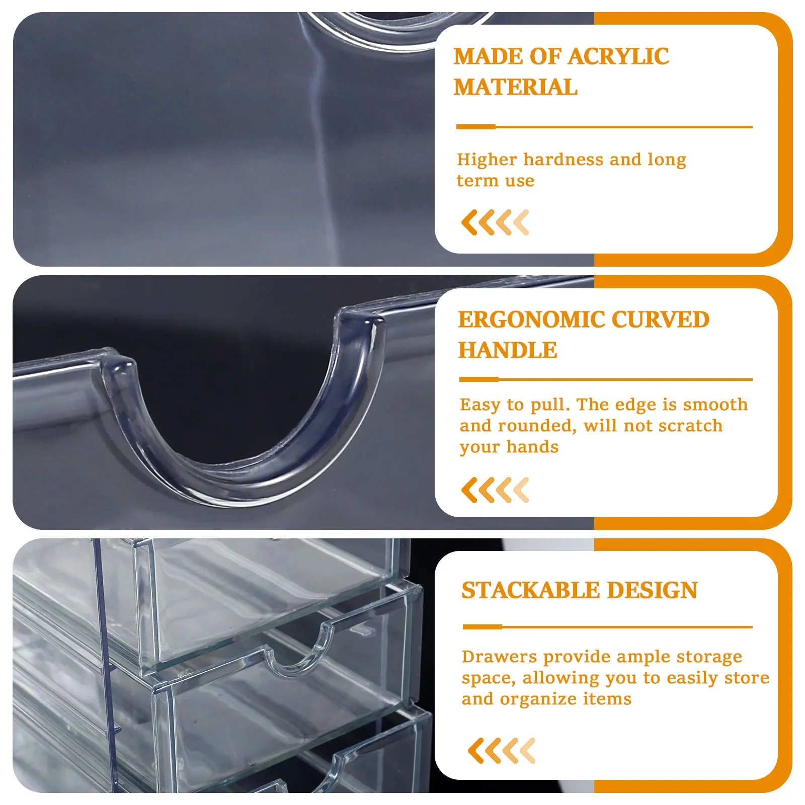 5/6 Tier Acrylic Drawer Organizer Clear Desk Organizer Drawers Stackable Makeup Hair Accessories Organizer Cosmetic Jewelry Pen