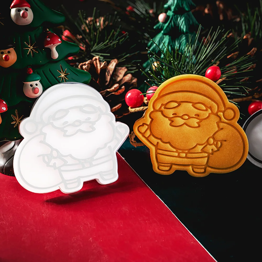 Cartoon 2025 Christmas Cookie Molds Santa Claus Gift Flip Cookies DIY Baking Tools