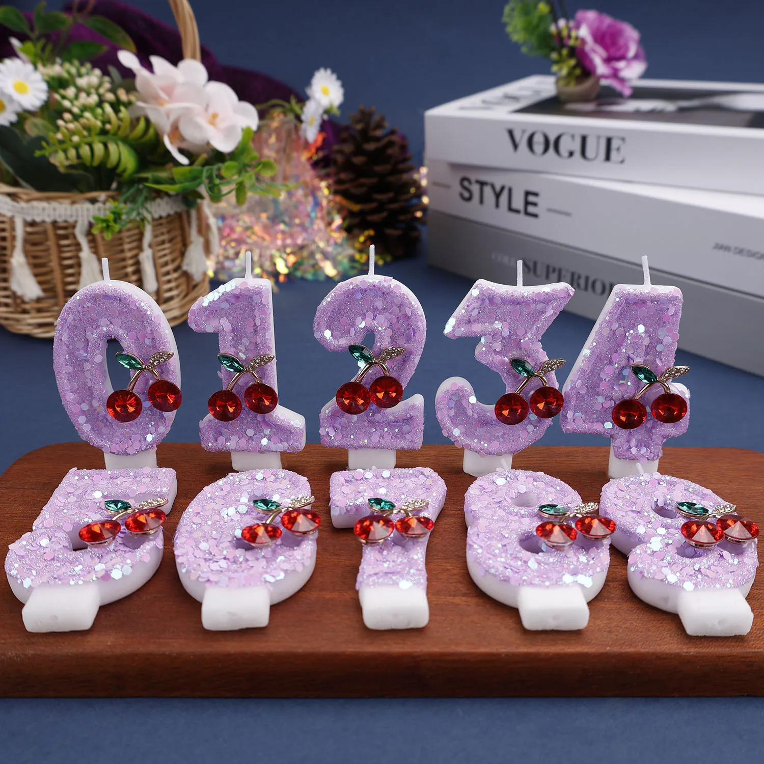 Sweet potato purple digital candle, gemstone cherry accessory candle, festival commemorative candle, party gift