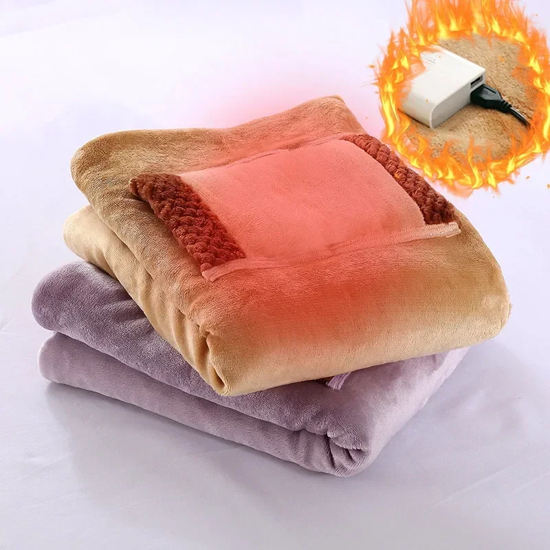 Electric Blanket USB Warm Bed Heater Thermostat Power Bank Electric Mattress Pad Home Office Soft Heating Pocket Blanket Shawl