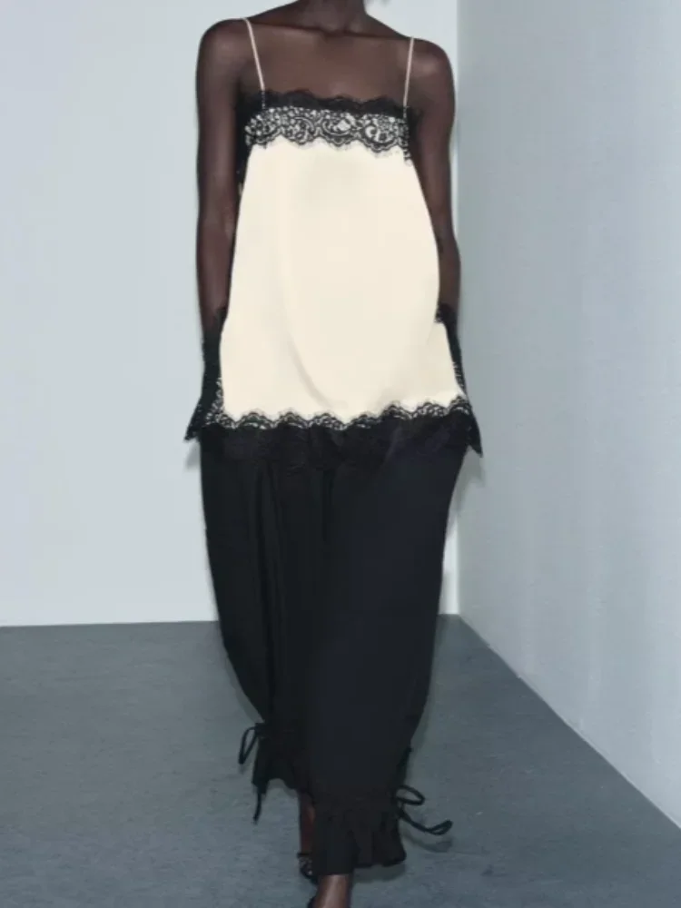 

Сексуальный кружевной топ с пэчворком, женская шикарная блузка без рукавов с открытыми плечами, свободная укороченная атласная блузка 2026, женские топы для отпуска и уличного стиля