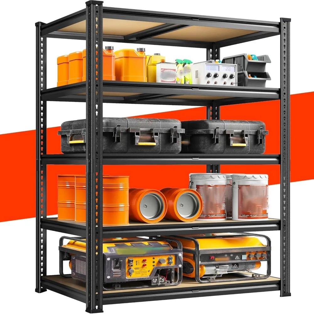 

72.05" H Storage Shelves 2300LBS Garage Shelving Heavy Duty Metal Shelving 5 Tier Garage Shelves Adjustable Metal Shelf f