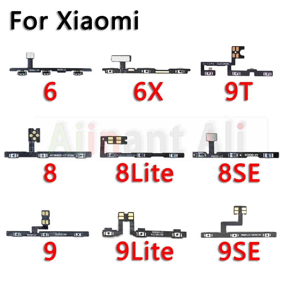 AiinAnt Button Mute key Switch On Off Volume Power Flex Cable For Xiaomi Mi 6 6X 8 8SE 9 9T 9SE SE Lite Pro Plus