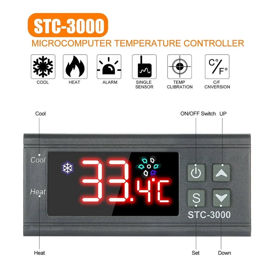 Efficient STC 3000 Digital Electronic Temperature Controller Thermostat With Probe Sensor For Optimal Temperature Management