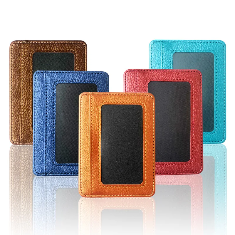 Porta carte di credito in pelle PU Mini portafoglio 5 slot per carte Portafoglio con finestra identificativa Porta carte di credito da uomo Donna Tarjetero