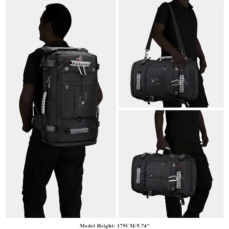 حقيبة ظهر للسفر من WITZMAN للرجال والنساء حقيبة أمتعة واق من المطر قابلة للتحويل تناسب حقائب الكمبيوتر المحمول مقاس 17 بوصة للطائرة B681 Bla