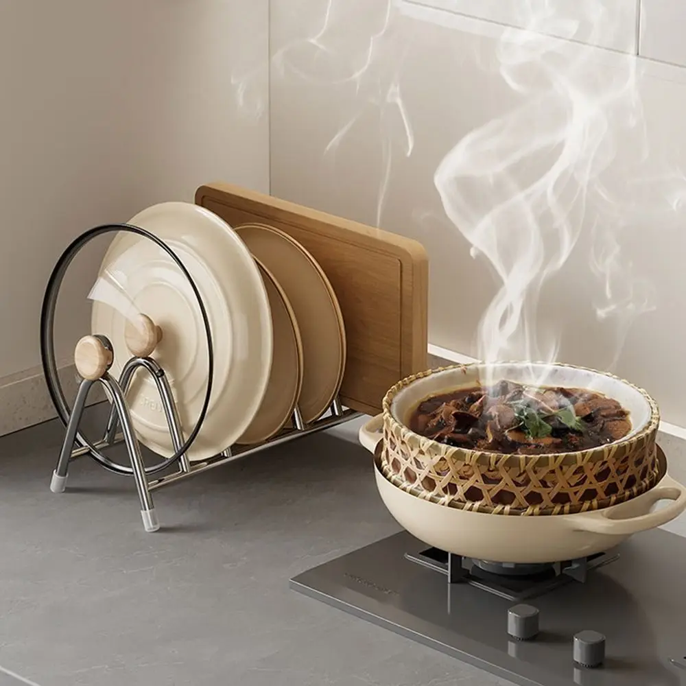 Portaoggetti per coperchio per pentola in acciaio inossidabile Porta coperchio per pentola verticale antiruggine Porta tagliere salvaspazio a prova di umidità