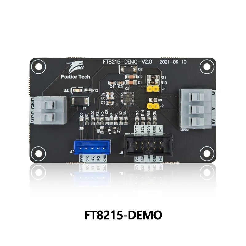 Fortior FT8215-DEMO supports sensorless dual-resistor and three-resistor FOC control.