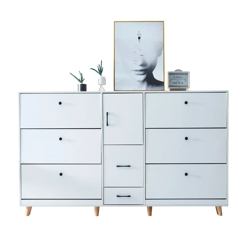 Modern simple 17cm thin shoe cabinet, large-capacity storage locker at home door, cream air cabinet