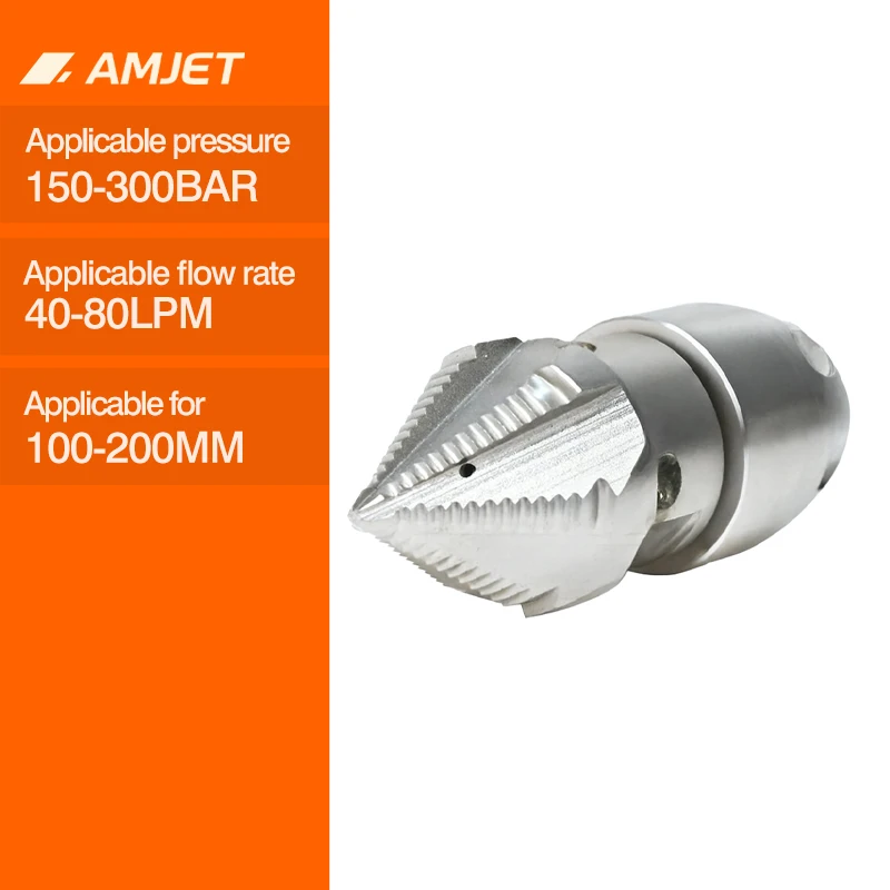 

Mini Pagoda Nozzle 150-300bar 40-80 Lpm Pipeline Cleaning Jetting Nozzle Rotary Nozzle Ideal for Removing Grease Blockages
