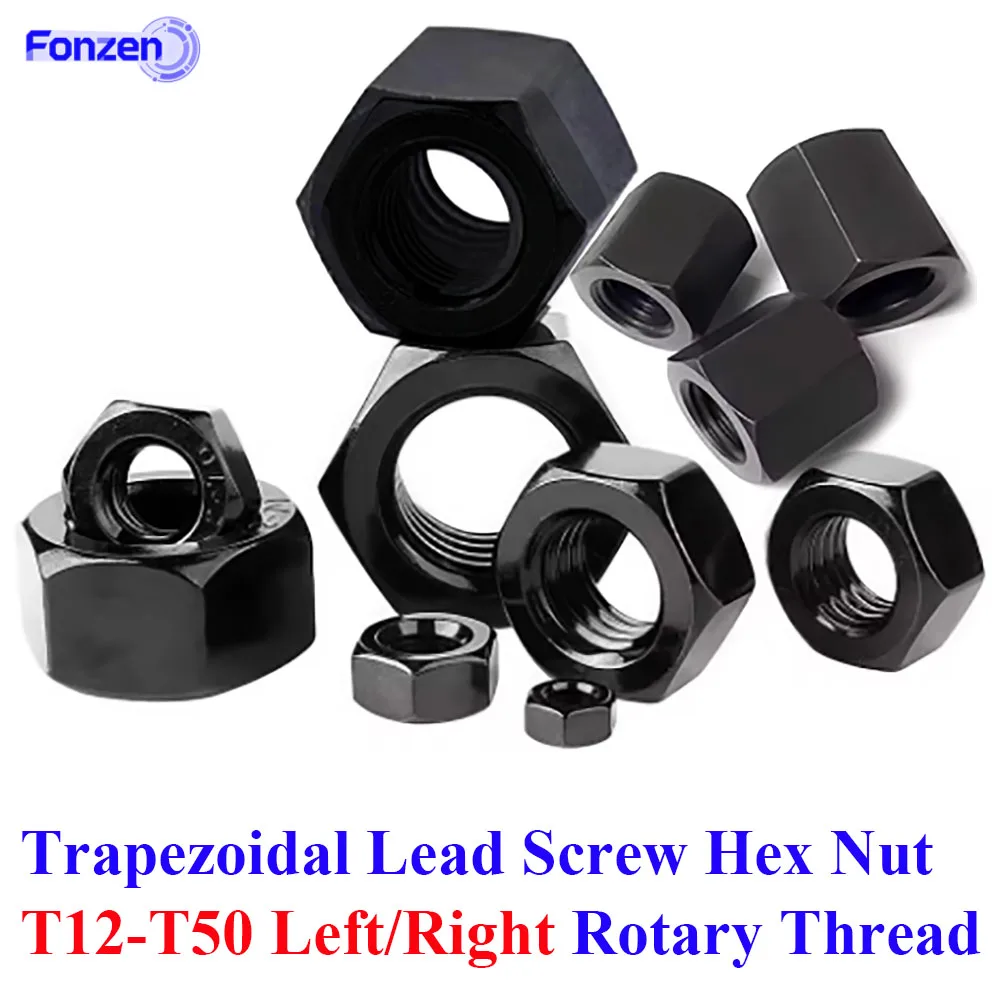 Trapezoidal Lead Screw Hex Nut T12-T50 Left/Right Rotary Thread Carbon Steel ACME for CNC Machine 3D Printer Linear Shaft