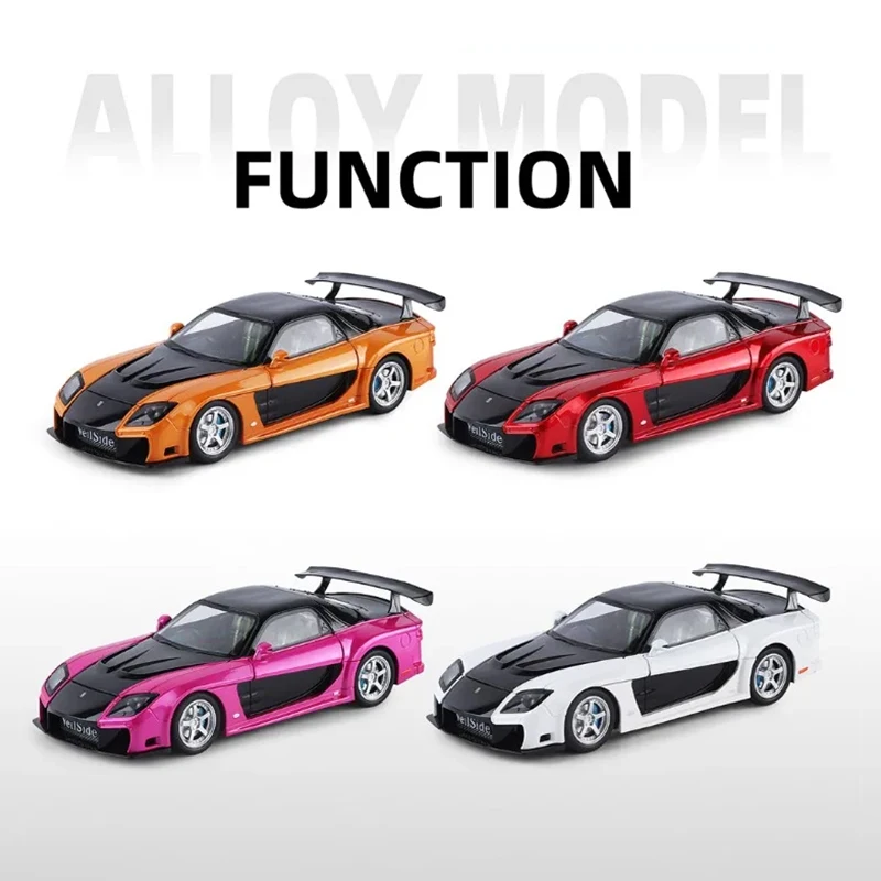 1/24 Rx7 Fd3S Alloy Movie Sports Car Model Diecast Metal Classic Track Racing Car Vehicles Model Sound and Light Boy Gifts