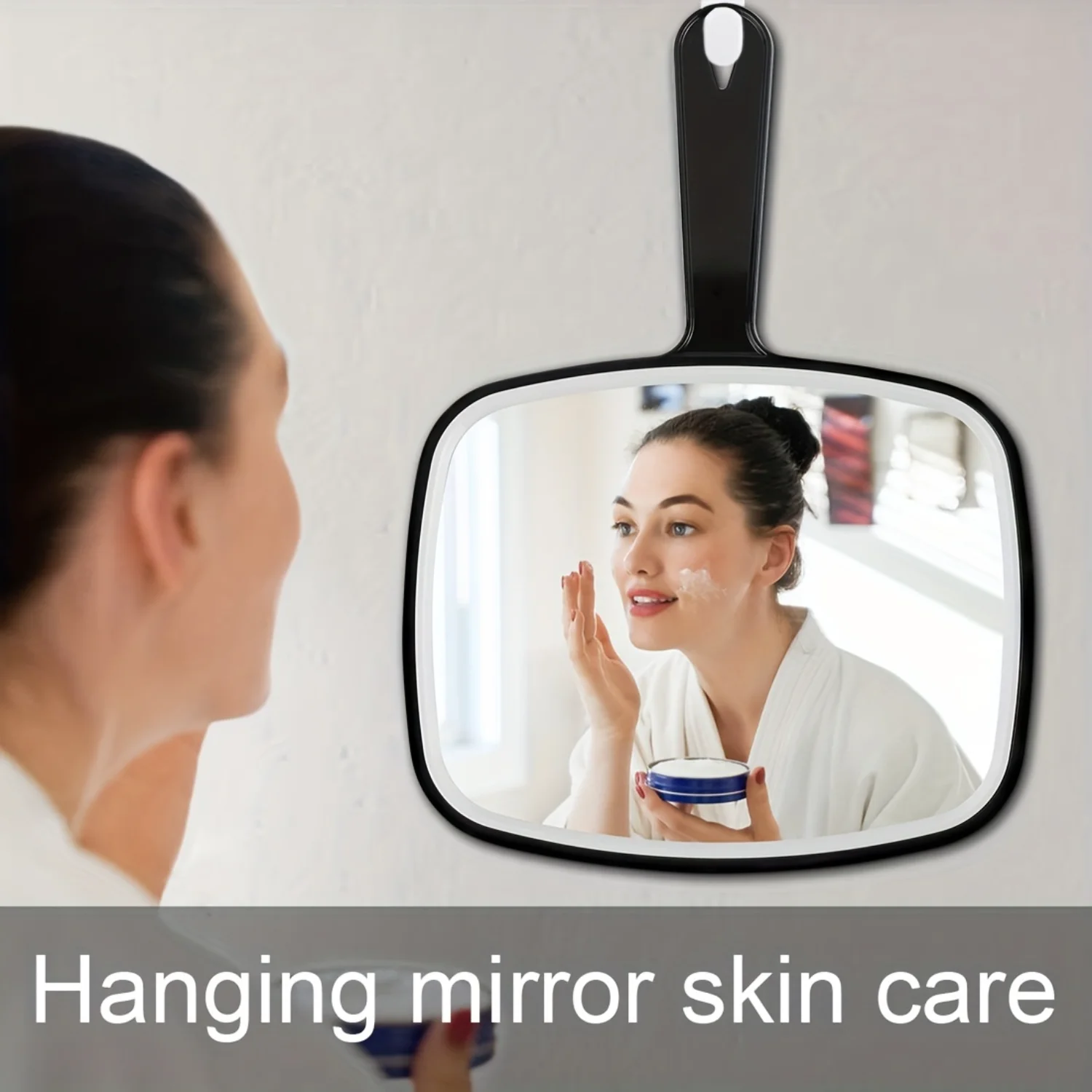 Portable Handheld Vanity Mirror 10.3x7.3 - Elegant Oil-Rubbed Finish, Character Design, Wall-Mount Option Bathroom vanity