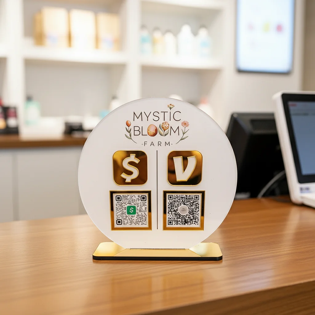 Acrylic QR Code Custom Printed Sign Suitable For Retail Stores To Increase Social Media Followers Modern Slim Design For Shop