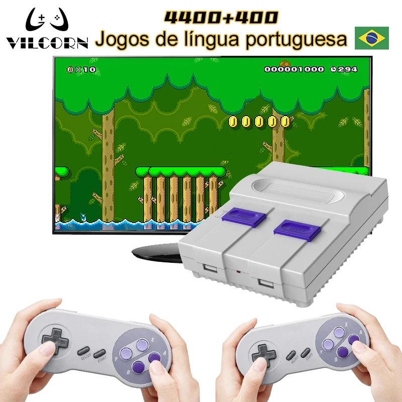 VILCORN 무선 및 유선 레트로 비디오 게임 콘솔, Everdrive SNES FC 패밀리 게임기용, 내장 4800 개 이상의 게임, 16 비트 