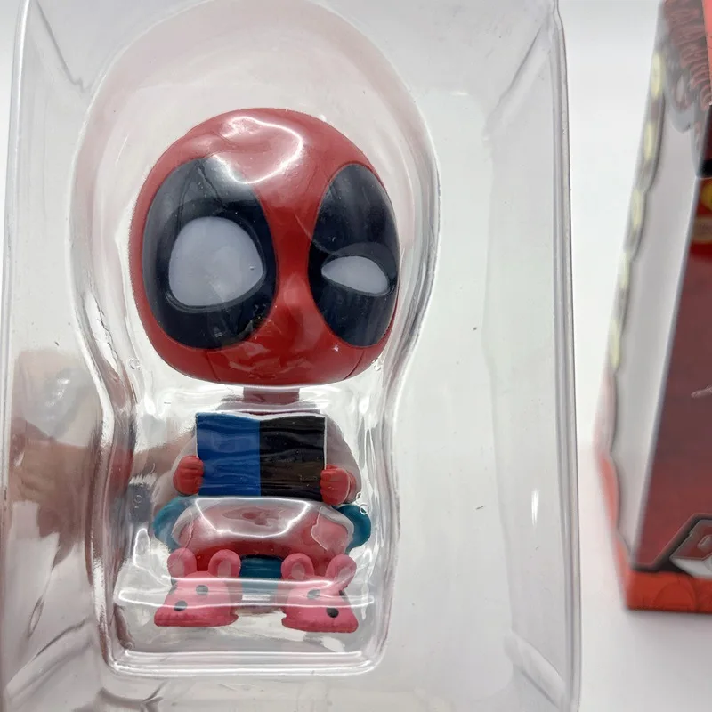 New Hot Toys Marvel The Avengers Deadpool Shaking Head Doll Model Kawaii Ornament Bobble Head Figurine Kids Toys Fans Gifts