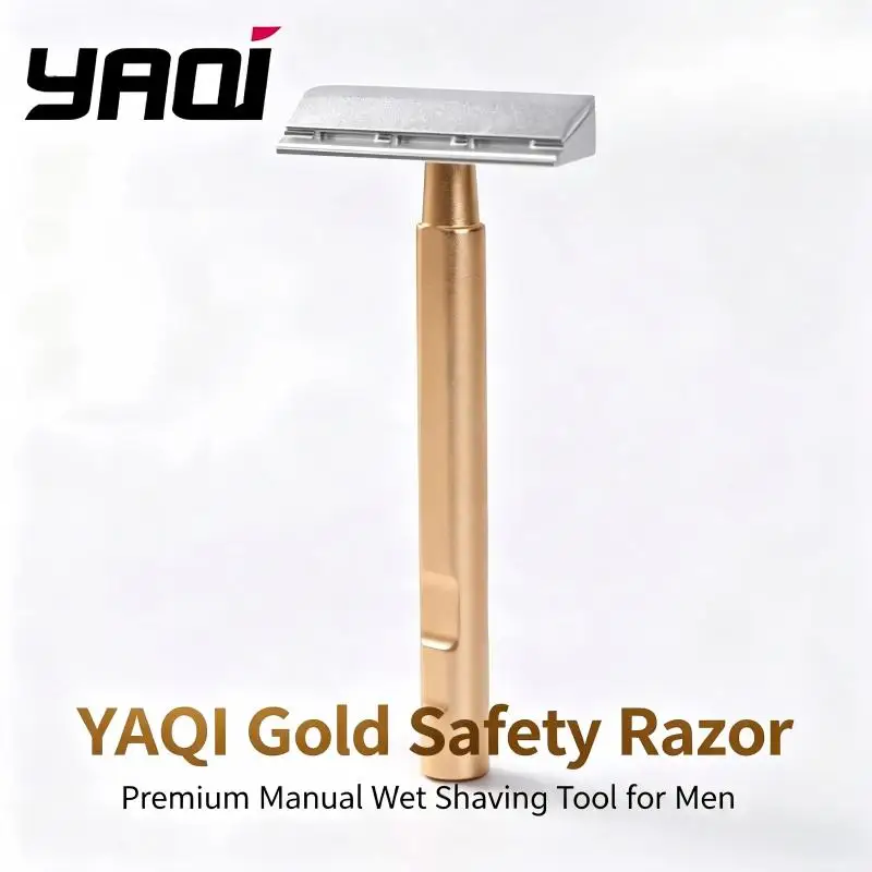 yaqi-gold-handle-double-edge-safety-razor-metal-manual-shaving-razor-classic-wet-shaving-tool-for-men-barber-grooming