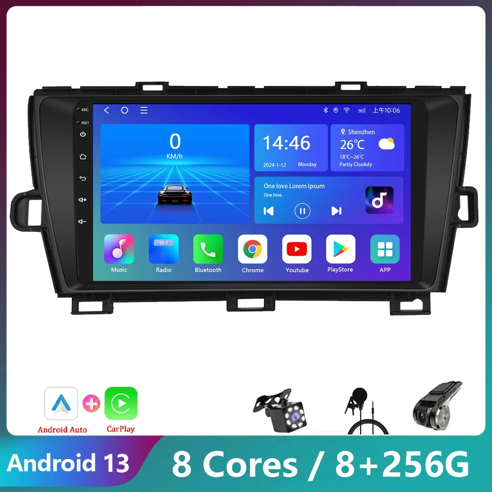 

For Toyota Prius XW30 2009-2014 2015 Car Radio Multimedia Video Player GPS Navi Stereo wireless Carplay Android 13.0 2din DVD